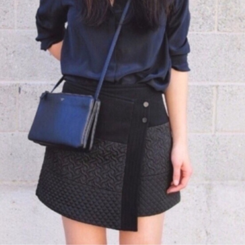 Cabi Stwathe Wrap Skirt Black Mini